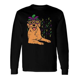 Golden Retriever Mardi Gras Carnival Dog Lover Owner Long Sleeve T-Shirt T-Shirt | Mazezy
