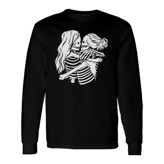 Gothic Alt Clothing Female Kissing Skulls Mall Goth Clothing Long Sleeve T-Shirt T-Shirt | Mazezy