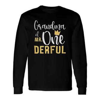 Grandma Of Mr Onederful 1st Birthday First Onederful Party Long Sleeve T-Shirt - Seseable