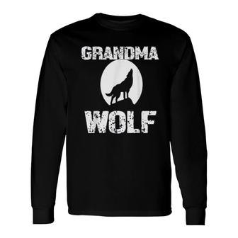 Grandma Wolf Matching Tribe Wolves Moon Mimi Long Sleeve T-Shirt - Thegiftio UK