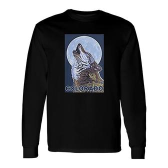 Gray Wolf Howling Colorado Long Sleeve T-Shirt T-Shirt | Mazezy