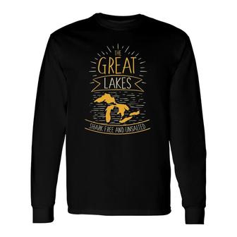 The Great Lakes Shark Free Unsalted Michigan Long Sleeve T-Shirt T-Shirt | Mazezy AU