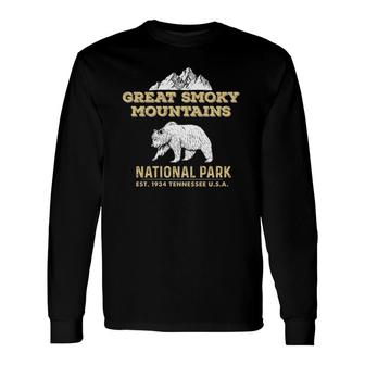Great Smoky Mountains Tennessee Bear Long Sleeve T-Shirt T-Shirt | Mazezy