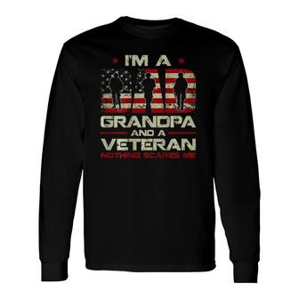 Gun American Flag I'm A Dad Grandpa And A Veteran On Back Long Sleeve T-Shirt T-Shirt | Mazezy
