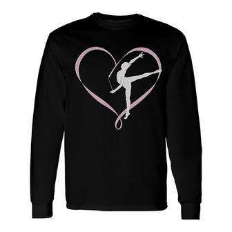 Gymnastics Gymnast Heart Ribbon Love Long Sleeve T-Shirt | Mazezy