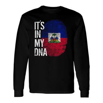 Haitian Pride Fingerprint It's In My Dna Haiti Flag Long Sleeve T-Shirt T-Shirt | Mazezy