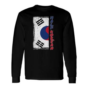 Half Korean American Graphic South Korean Flag Long Sleeve T-Shirt | Mazezy