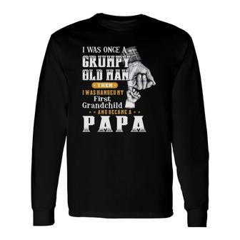 I Was Handed My First Grandchild Became A Papa Grandfather Long Sleeve T-Shirt T-Shirt | Mazezy