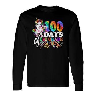 Happy 100Th Day Of School 1St Grade Teacher Pop It Unicorn Long Sleeve T-Shirt T-Shirt | Mazezy