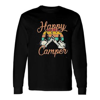 Happy Camper Cute Graphic Letter Print Long Sleeve T-Shirt - Thegiftio UK