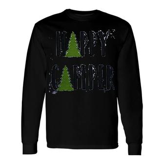 Happy Camper Outdoors Tree Long Sleeve T-Shirt T-Shirt | Mazezy