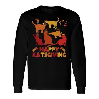 Happy Katsgiving Thanksgiving Catss Pilgrim Hat Long Sleeve T-Shirt T-Shirt | Mazezy
