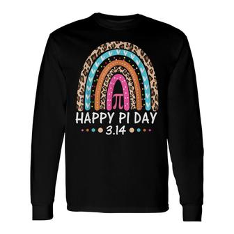 Happy Pi Day Mathematics Math Teacher Leopard Rainbow Long Sleeve T-Shirt - Thegiftio UK