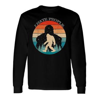 I Hate People Bigfoot Retro Sasquatch Silhouette Sunset Long Sleeve T-Shirt T-Shirt | Mazezy