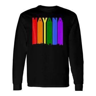 Havana Cuba Skyline Rainbow Lgbt Gay Pride Long Sleeve T-Shirt T-Shirt | Mazezy