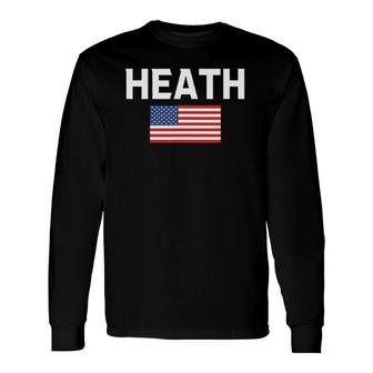 Heath Name American Flag Long Sleeve T-Shirt T-Shirt | Mazezy