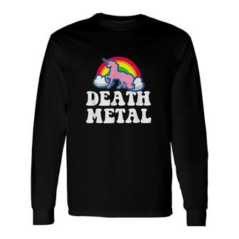 Heavy Metal Unicorn Rainbow Clouds Death Metal Long Sleeve T-Shirt - Thegiftio