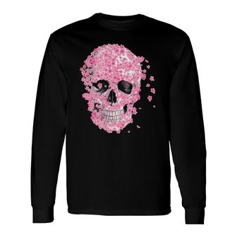 Horror Skull Cherry Blossom Japanese Sakura Long Sleeve T-Shirt T-Shirt | Mazezy