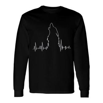 Howling Wolf Heartbeat Spirit Animal Wolf Long Sleeve T-Shirt - Thegiftio UK