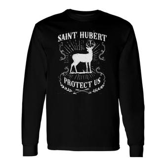 Hubert Stag Hubertus Patron Saint Of Hunters Catholic Long Sleeve T-Shirt T-Shirt | Mazezy