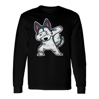 Husky Dog Lover Dabbing Husky Long Sleeve T-Shirt | Mazezy