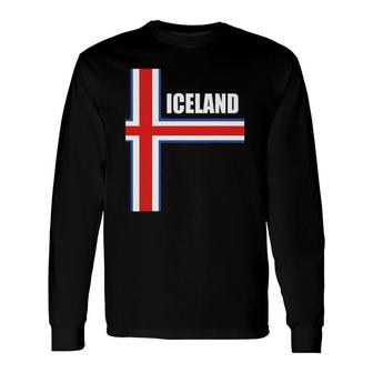 Iceland Soccer Jersey Style Flag Fan Icelandic Team National Long Sleeve T-Shirt T-Shirt | Mazezy