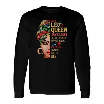 I'm A Leo Queen Afro Melanin Woman Headwrap Black History V Neck Long Sleeve T-Shirt T-Shirt | Mazezy