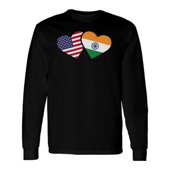 India Usa Flag Heart Indian American Love Long Sleeve T-Shirt T-Shirt | Mazezy