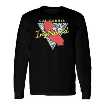 Inglewood Ca Souvenir California Retro Triangle Long Sleeve T-Shirt T-Shirt | Mazezy