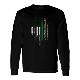 Irish American Flag Ireland Flag Vintage St Patricks Day Long Sleeve T-Shirt T-Shirt | Mazezy