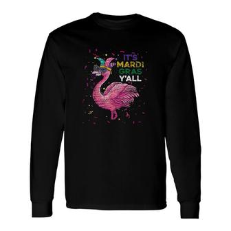 Its Mardi Gras Yall Flamingo Mardi Gras Costume Long Sleeve T-Shirt - Thegiftio UK