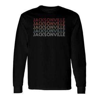 Jacksonville Florida Retro Rainbow Vintage City Long Sleeve T-Shirt T-Shirt | Mazezy