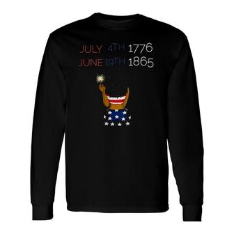 Juneteenth 4Th Of July Black Pride Independence Graphic V-Neck Long Sleeve T-Shirt T-Shirt | Mazezy CA