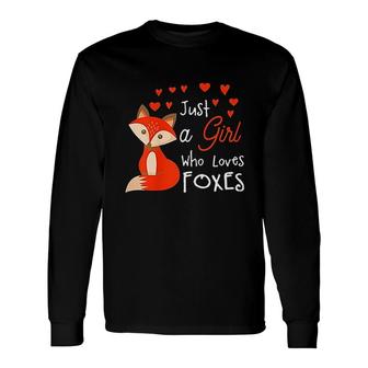 Just A Girl Who Loves Foxes Cute Looking Fox Long Sleeve T-Shirt - Thegiftio UK