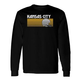 Kansas City Football Helmet Retro Game Day Long Sleeve T-Shirt T-Shirt | Mazezy