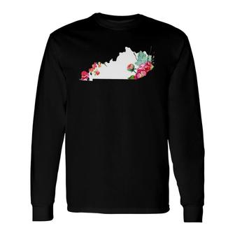 Kentucky Vintage Rose State Map Pride Patriotic Floral Long Sleeve T-Shirt T-Shirt | Mazezy