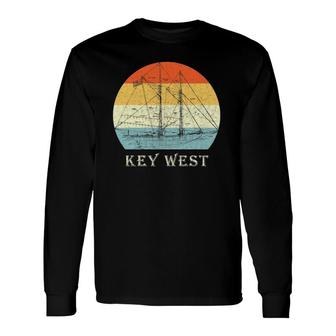 Key West, Florida Vintage Retro Sailboat Sailing Vacation Long Sleeve T-Shirt T-Shirt | Mazezy