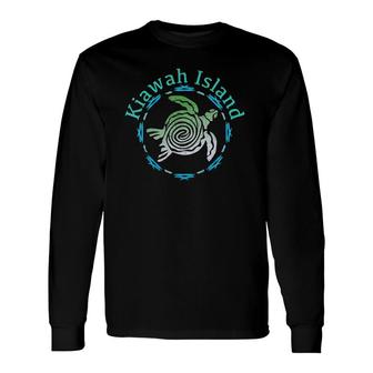 Kiawah Island Vintage Tribal Turtle V-Neck Long Sleeve T-Shirt T-Shirt | Mazezy