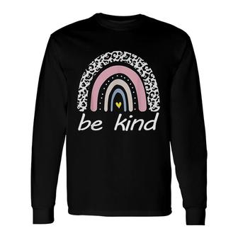 Be Kind Cute Graphic Leopard Rainbow Girls Long Sleeve T-Shirt - Thegiftio UK