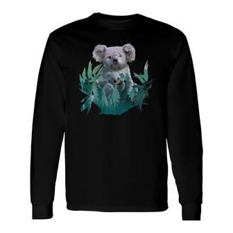 Koala Animal Silhouette Double Exposure Bear Graphic Long Sleeve T-Shirt T-Shirt | Mazezy