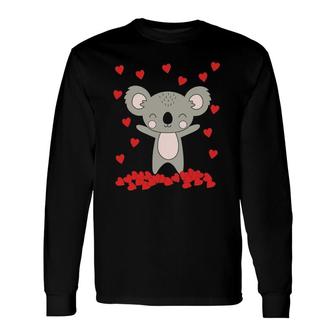 Koala With Hearts Valentine's Day Love Cute Animal Long Sleeve T-Shirt T-Shirt | Mazezy