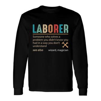 Laborer Definition Magician Job Title Vintage Style Long Sleeve T-Shirt - Thegiftio UK