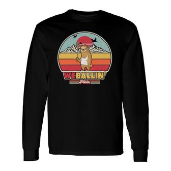 Lacrosse Sloth Retro Style We Ballin' Long Sleeve T-Shirt T-Shirt | Mazezy