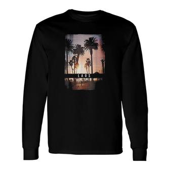 Laos Beach Palm Tree Long Sleeve T-Shirt T-Shirt | Mazezy
