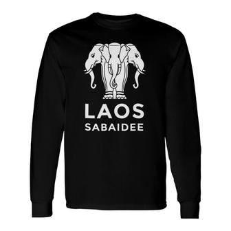Laos Erawan 3 Headed Elephant Laotian Long Sleeve T-Shirt T-Shirt | Mazezy