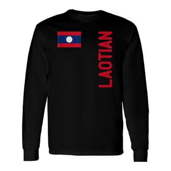 Laotian Flag And Laos Roots Long Sleeve T-Shirt | Mazezy