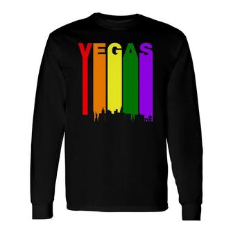 Las Vegas Nevada Lgbtq Gay Pride Rainbow Skyline Long Sleeve T-Shirt T-Shirt | Mazezy