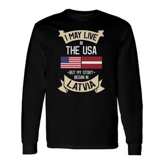 Latvia American Flag Usa Latvian Roots Long Sleeve T-Shirt T-Shirt | Mazezy
