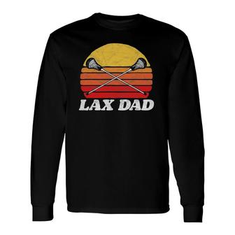 Lax Dad Vintage X Crossed Lacrosse Sticks 80S Sunset Retro Long Sleeve T-Shirt T-Shirt | Mazezy