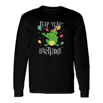 Leap Year Birthday February 29th Leap Day 2 Dabbing Frog Cute Long Sleeve T-Shirt - Seseable